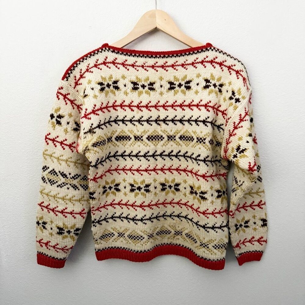 Vintage Nordic Knit Wool Sweater Women's Multicolor Made in Norway | Size Large